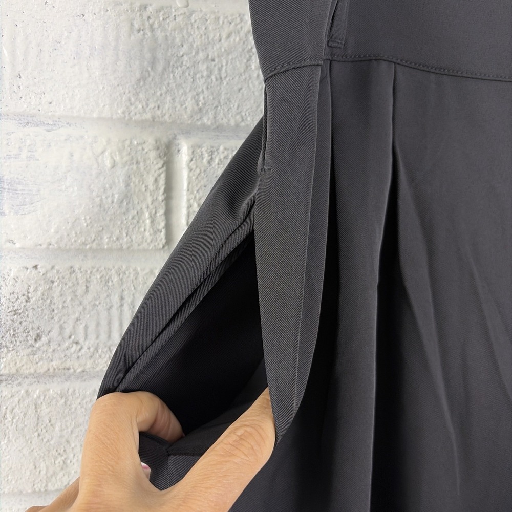 Halara Pants Womens Petite L Black Pleated Wide Leg Pockets Career - Picture 4 of 13